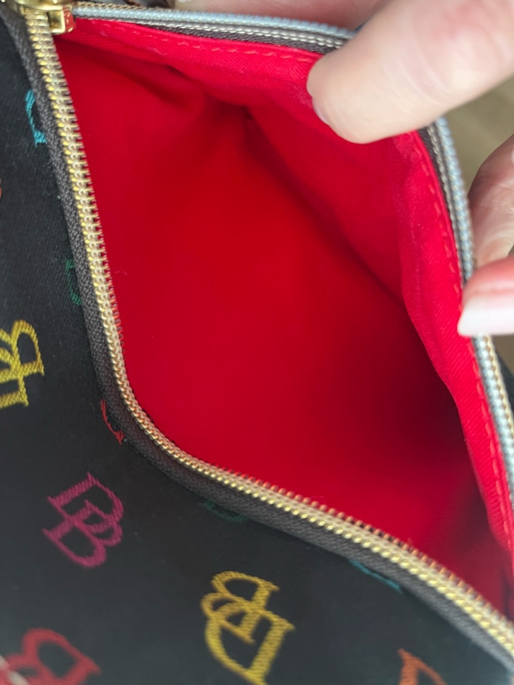 Dooney & Bourke Rainbow Monogram Crossbody Bag Black Canvas Y2K - Picture 7 of 10